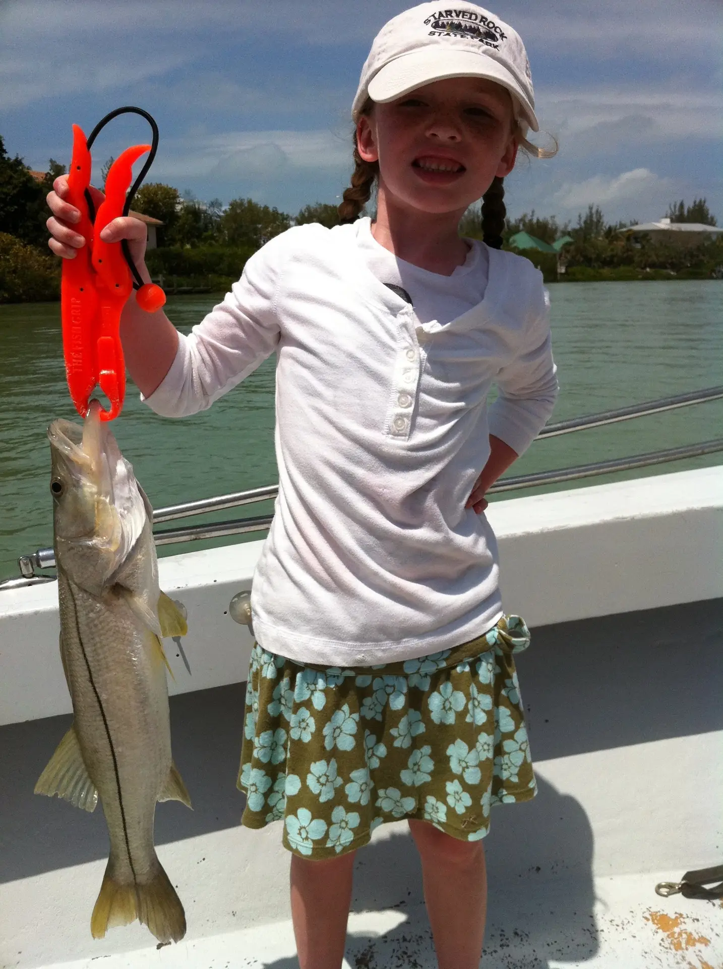 Madeleine form Chicago with snook @ Blind Pass, Sanibel & Captiva Fishing Charters.
