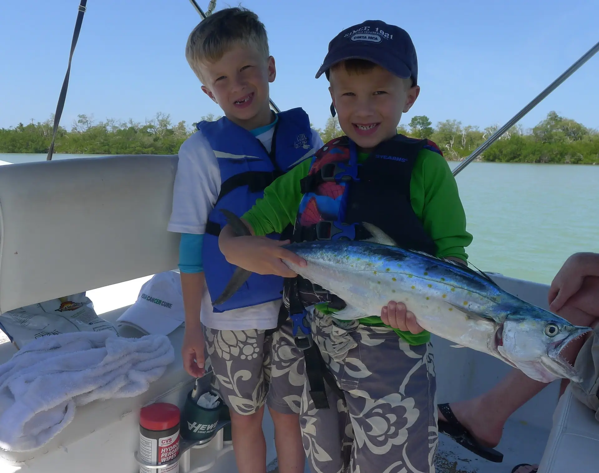 Two kids and a big Spanish Mackerel! Sanibel & Captiva charters