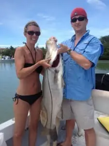 Myra's 35 pound Snook! Sanibel & Captiva charters.