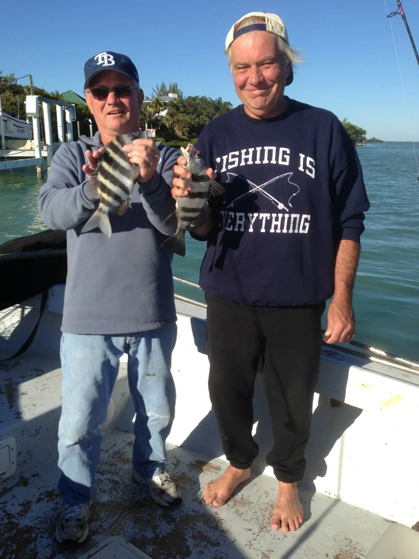 Floyd & Tom with two Black Drums on Sanibel & Captiva charters! Thanksgiving 2012.