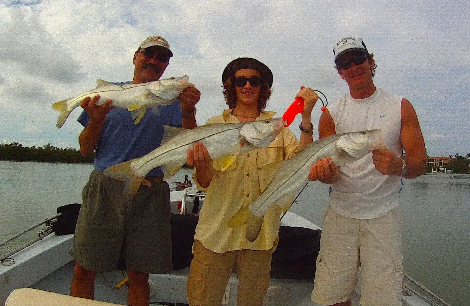 Three Snook caught at once on Sanibel & Captiva charters!