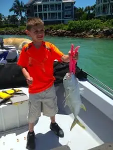 Big Jack caught off the South Seas rock wall, Sanibel & Captiva Islands & Fort Myers Charters & Fishing Guide Service.