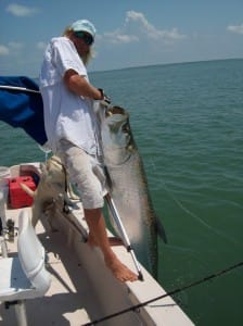 130 pound Tarpon caught inshore of Captiva, Sanibel & Captiva Islands & Fort Myers Charters & Fishing Guide Service.