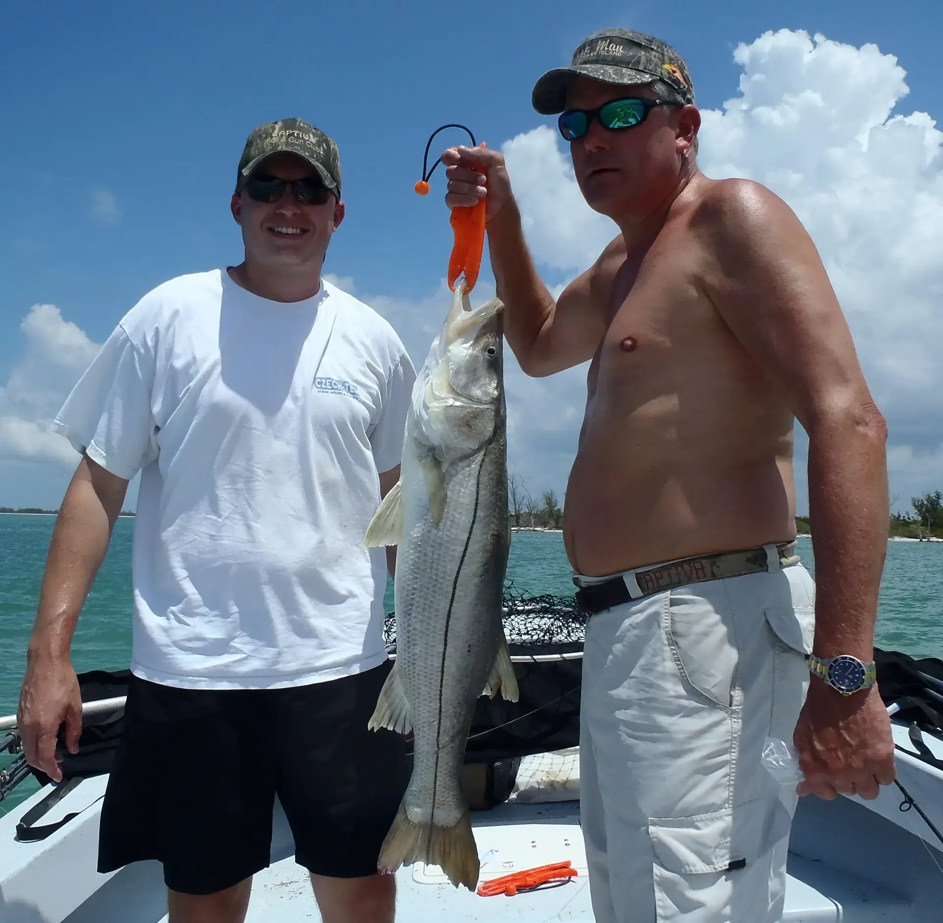 Dan & Ben, Nice Snook, , Sanibel & Captiva Fishing Guide Service. June 3, 2017. File Photo.