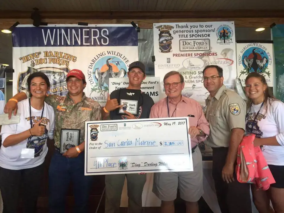 Team San Carlos Marine, 4th Place, 6th Annual “Ding” Darling & Doc Ford’s Tarpon Tournament & Takes Home $2,765.00, Saturday, May 20, Captiva Island. Photo Courtesy Of “Ding” Darling & Doc Ford’s Tarpon Tournament.