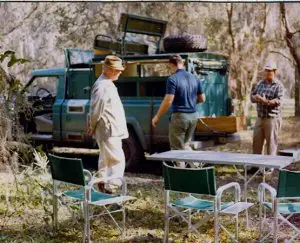Fingers O'Bannon & Ogden Phipps, Quail Hunting, Clewiston Florida, January 1970. Camp. Source: New York Social Diary.