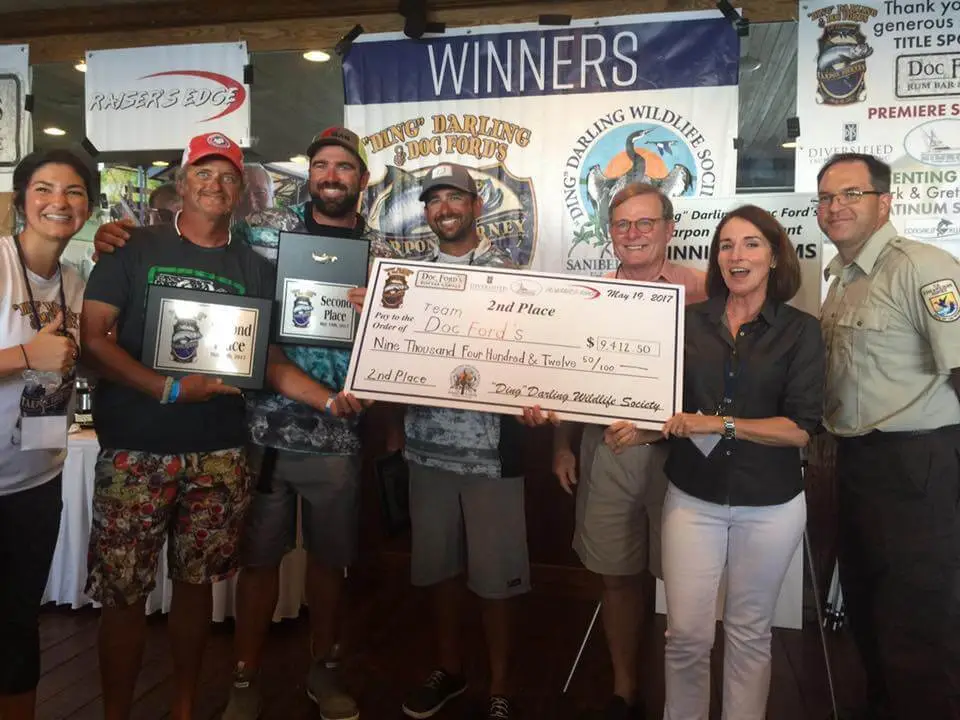 Team Doc Ford's, 2nd Place, 6th Annual “Ding” Darling & Doc Ford’s Tarpon Tournament & Takes Home $9,412.50, Saturday, May 20, Captiva Island. Photo Courtesy Of “Ding” Darling & Doc Ford’s Tarpon Tournament.