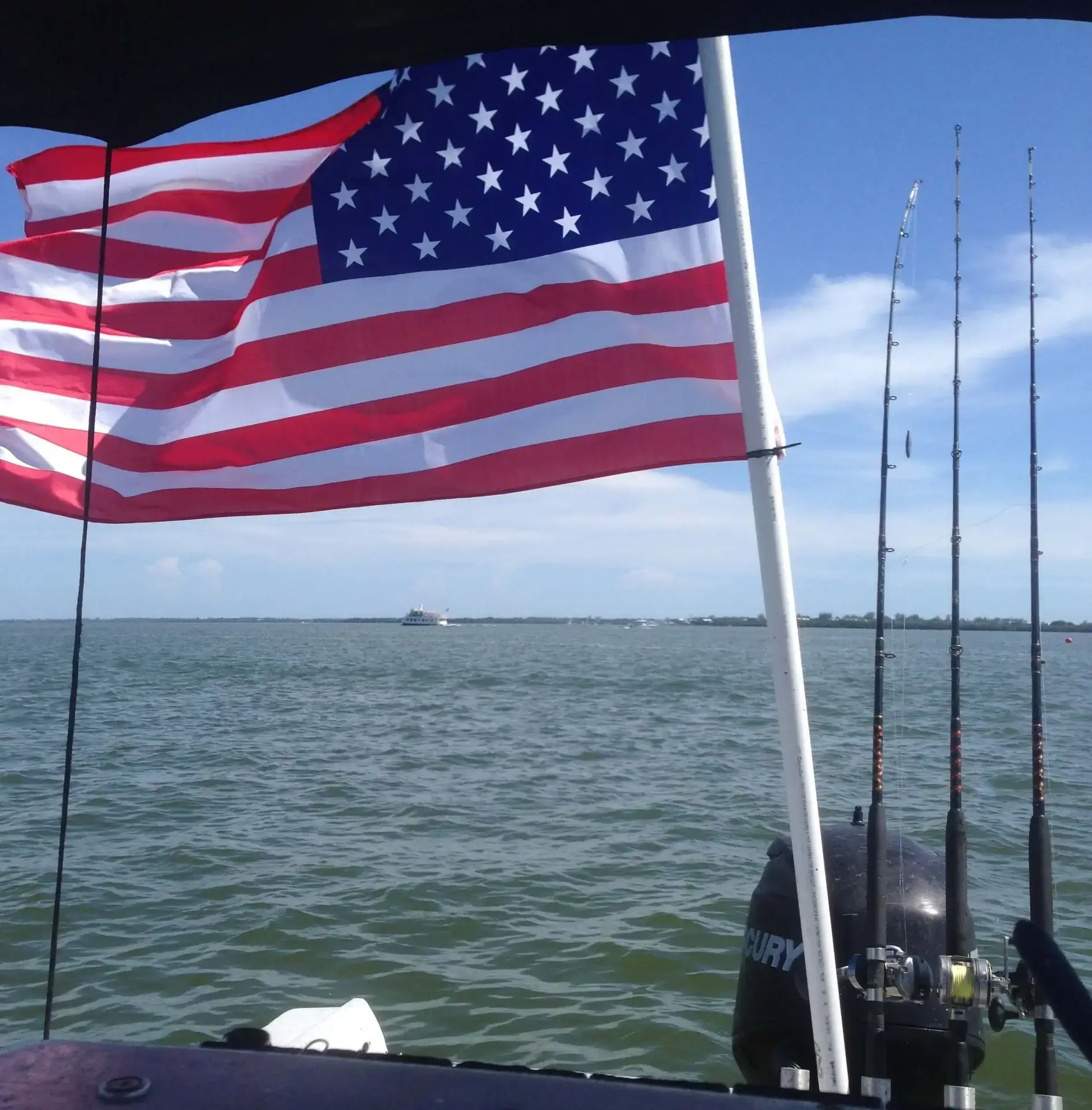 Fishing & Flag Flying, Happy 4th Of July, Sanibel Fishing & Captiva Fishing, Sanibel Island, Tuesday, July 4, 2017.