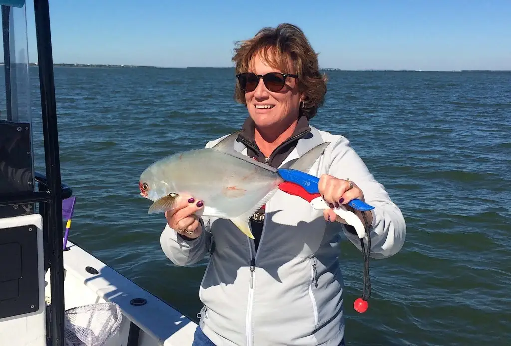Pompano Fishing, Inshore, Catch & Release, Sanibel Fishing & Captiva Fishing, Sanibel Island, Monday, December 11, 2017.