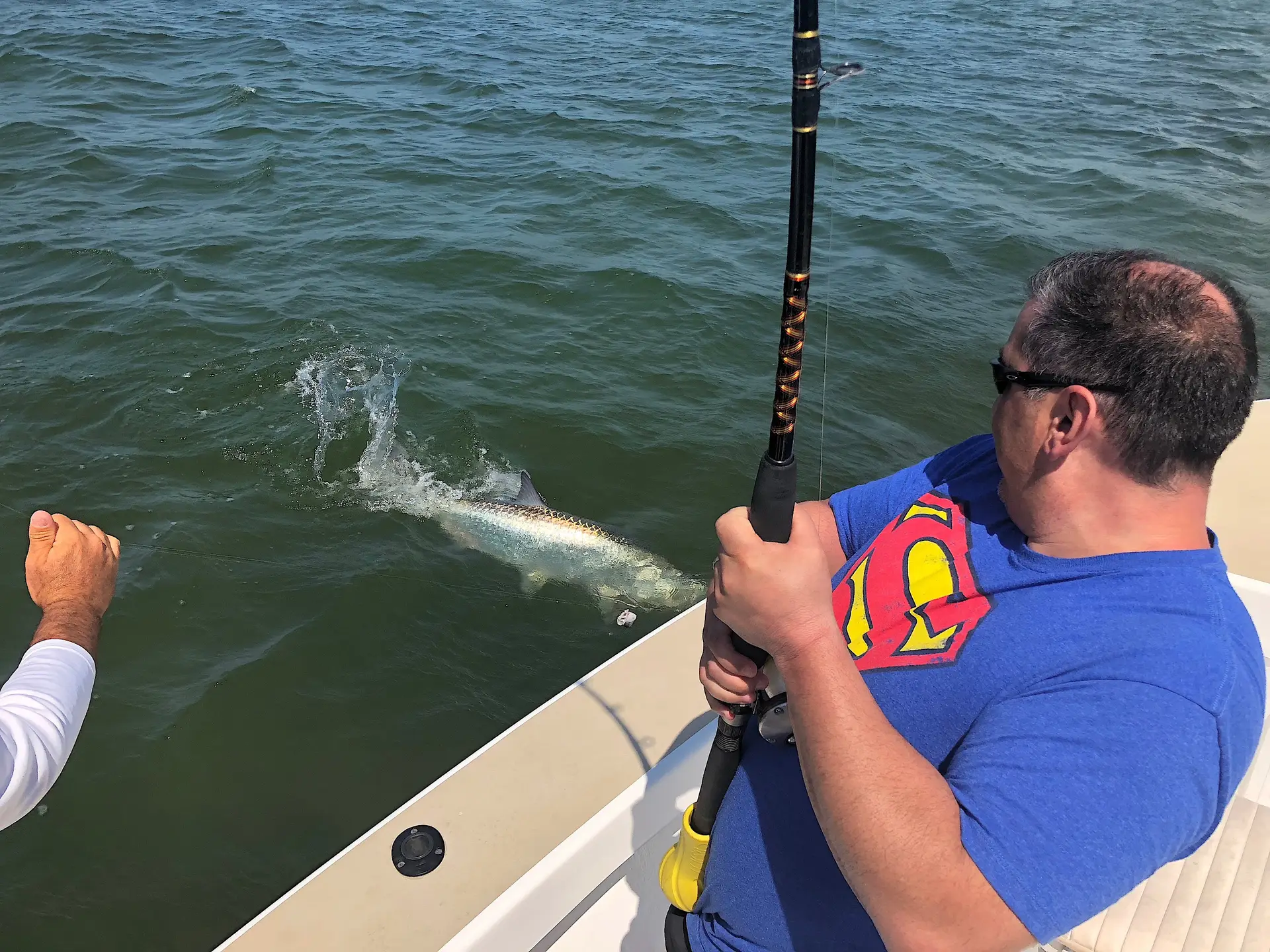 Superman Vs. Tarpon, Catch & Release, Sanibel Island Fishing Charters & Captiva Island Fishing Charters, Sanibel Island, Saturday, April 7, 2018.
